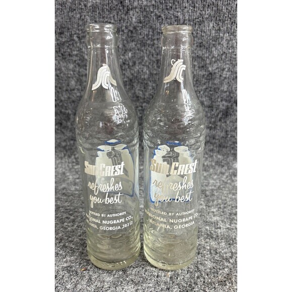 Vtg SunCrest Glass Soda Bottles 12 Fl Oz National NuGrape Co Atlanta GA Pair - Picture 5 of 7